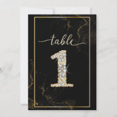 1 エレガントなダイヤモンドの印刷可能なテーブル番号 招待状 (正面)