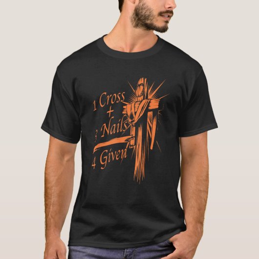 1 クールクロス3爪、 ネイル4与えクリスチャン神の贈り物 Tシャツ (正面)