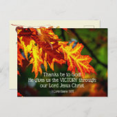 1 コリント 15:57 神に感謝を！ 秋 ポストカード (正面/裏面)