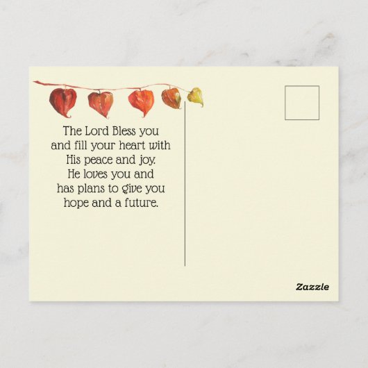 1 コリント 15:57 神に感謝を！ 秋 ポストカード (裏面)