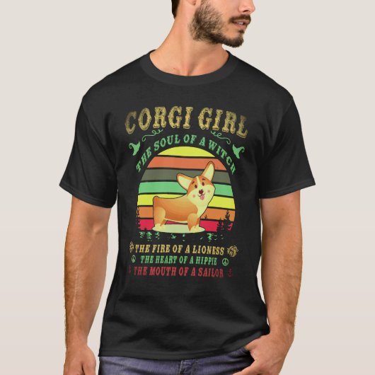 1 コーギー 魔女の魂 コーギー Tシャツ (正面)
