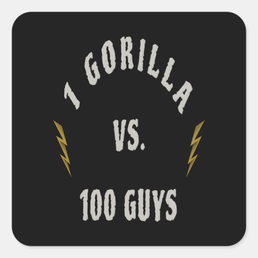 1 ゴリラ vs. 100 人 スクエアシール (正面)