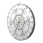 1 – シルバーおよび金ゴールドスノーフレーク3-Dルック ダーツボード (正面右)