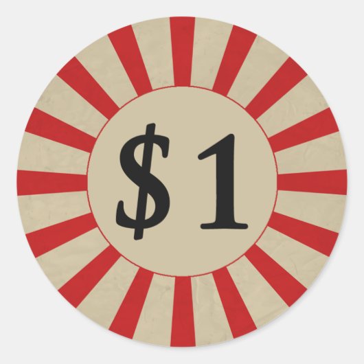 $1 （ドル）光沢のある価格ラベル ラウンドシール (正面)