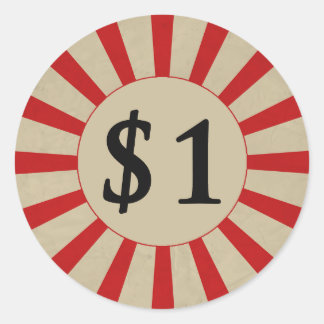 $1 （ドル）光沢のある価格ラベル ラウンドシール