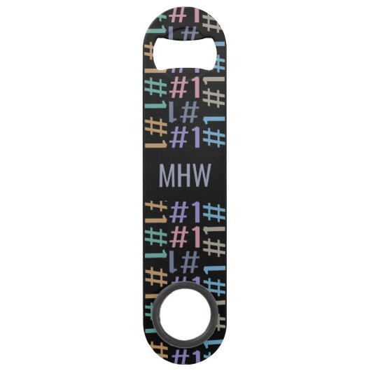 "# 1"パターンカスタムモノグラムボトル スピード栓抜き (正面)