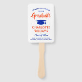 1 フォト 卒業式 エレガント モダン オレンジとブルー ハンドファン (正面)