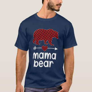 1 – マママベアクリスマスパジャマレッドプリドバッファローF Tシャツ