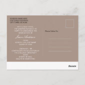 1 モダンスタイリッシュフォトブラウンタン卒業のお知らせ ポストカード (裏面)