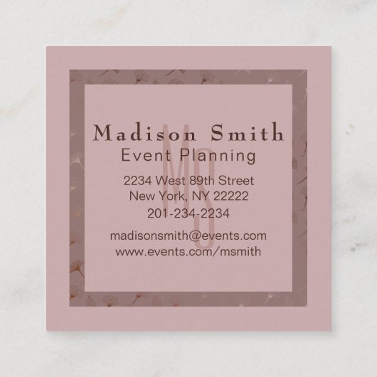 1-モダンバラ金ゴールド手書きフローラ スクエア名刺 (裏面)