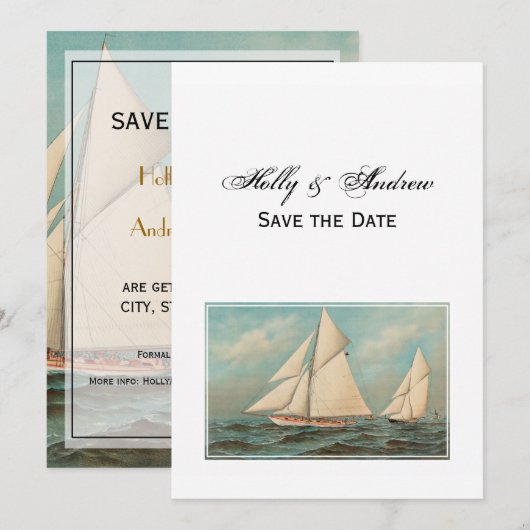 #1 ヨットレースのご案内 - 海のヴィンテージスタイル 招待状 (正面/裏面)