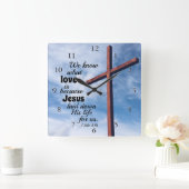 [1]ヨハネ3:1イエス·キリストは，わたしたちのためにその人の命を横たえた スクエア壁時計 (ホーム)