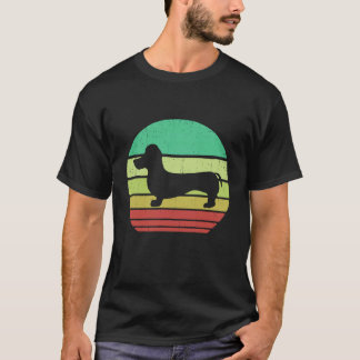 1 レトロ ヴィンテージ サンセット ドクシー ダックスフント 犬 種 Tシャツ