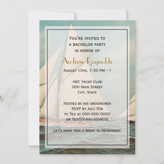 #1 ヴィンテージ ヨット レース 海洋 招待状 (裏面)