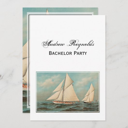 #1 ヴィンテージ ヨット レース 海洋 招待状 (正面/裏面)