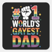 #1 世界で最もゲイなパパ 楽しい父の日 LGBT スクエアシール (正面)