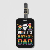 #1 世界で最もゲイなパパ 楽しい父の日 LGBT ラゲッジタグ (正面縦)