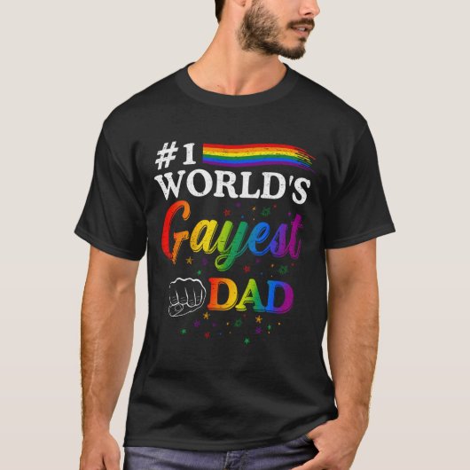 1 世界で最もゲイなパパ 父親 お父さん ヒーロー Tシャツ (正面)