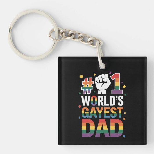 #1 世界で最もゲイなパパ 面白い父の日 LGBT キーホルダー (正面)