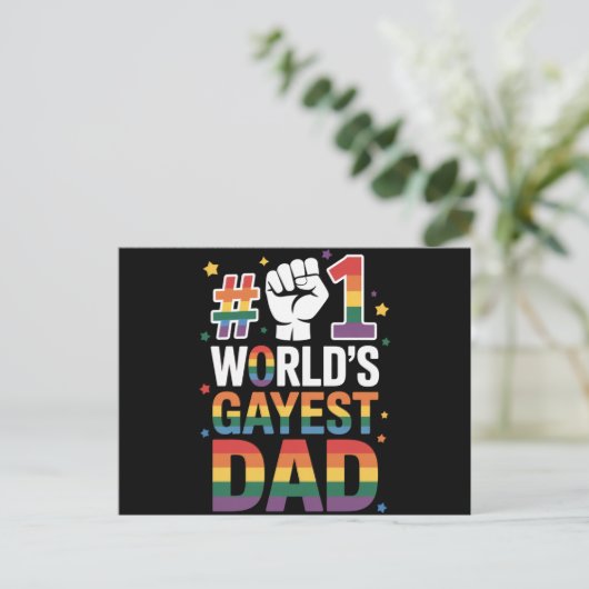 #1 世界で最もゲイなパパ 面白い父の日 LGBT ポストカード (スタンド正面)