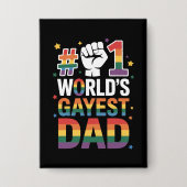 #1 世界で最もゲイなパパ 面白い父の日 LGBT 缶バッジ (正面)