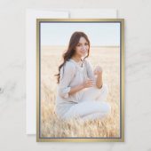 1 写真 エレガント ネイビーブルー ゴールド＆ホワイト 卒業式 招待状 (裏面)