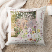 1 写真 新婚夫婦 初めての結婚したクリスマス ピンクテキスト クッション (ブランケット)