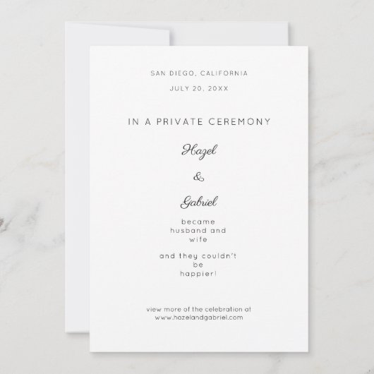 1 写真 結婚発表 - 黒 招待状 (裏面)