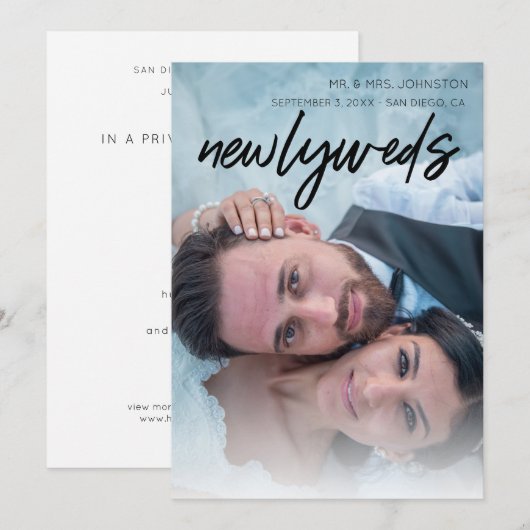 1 写真 結婚発表 - 黒 招待状 (正面/裏面)