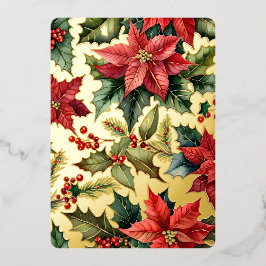 1 大きな縦の写真 ポインセチア ゴールド 箔シーズンカード