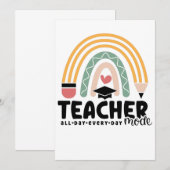 1- 教師モードユーモア教育ギフト教師へのプレゼント 招待状 (正面/裏面)