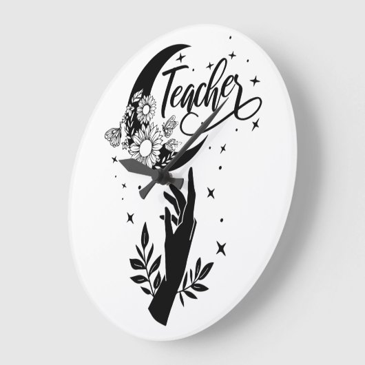 1 – 教師感動的シャツ、ミニマル先生 ラージ壁時計 (傾斜)