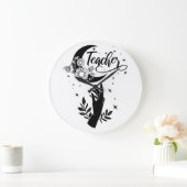 1 – 教師感動的シャツ、ミニマル先生 ラージ壁時計 (ホーム)