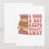 1 日 1 冊で現実から逃げよう - 書籍好きな人へ 招待状 (正面/裏面)