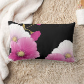 1 枕 ピンクの花 黒の装飾セット (ブランケット)