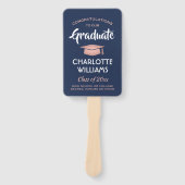 1 枚の写真 卒業式 ネイビーブルーとピンクのローズゴールド ハンドファン (正面)