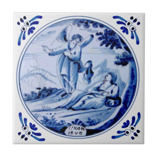 1：王：19 Angel Awakens Elijah Blue Delft Repro タイル (正面)