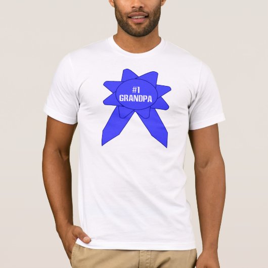 #1 祖父 青いリボン Tシャツ (正面)