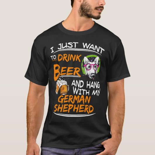 1 私はビールを飲んでゲルマと一緒に過ごしたいだけ Tシャツ (正面)