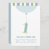 #1 風船のファーストバースデー招待状 招待状 (正面/裏面)