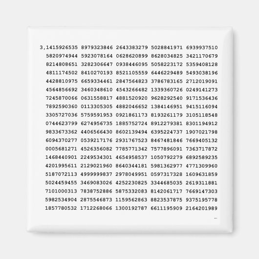 1,000のPi番号|数学記号 マグネット (正面)