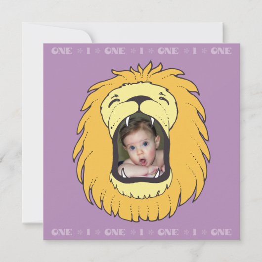 1 1誕生日のライオンのパーソナライズな誕生日の招待 招待状 (正面)