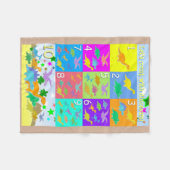 1-10が数えるために学ぶ恐竜数を数えよう フリースブランケット (正面(横))