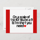 1-10のスケール9私はあなたが必要とする1である ポストカード (正面/裏面)