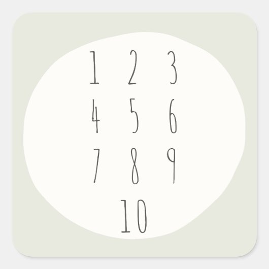 1-10番カウント。シールとラベル スクエアシール (正面)