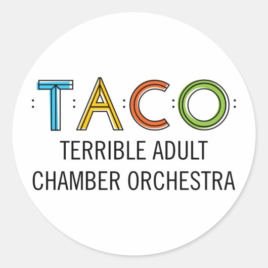 1 1/2" クラシックTACO円形ステッカー(20)、光沢 ラウンドシール (正面)