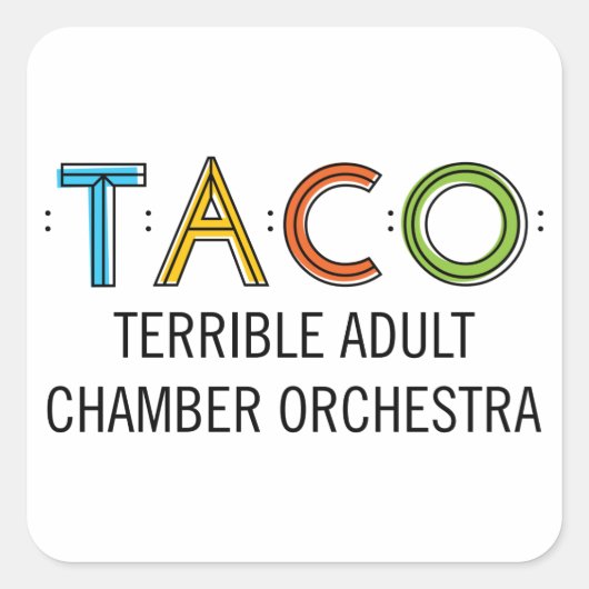 1 1/2"正方形TACOスタンプ(20)、光沢 スクエアシール (正面)