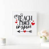 1/2愛教えシャツ幼稚園先生 スクエア壁時計 (ホーム)