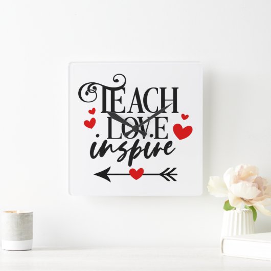 1/2愛教えシャツ幼稚園先生 スクエア壁時計 (ホーム)