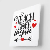 1/2愛教えシャツ幼稚園先生 スクエア壁時計 (傾斜)